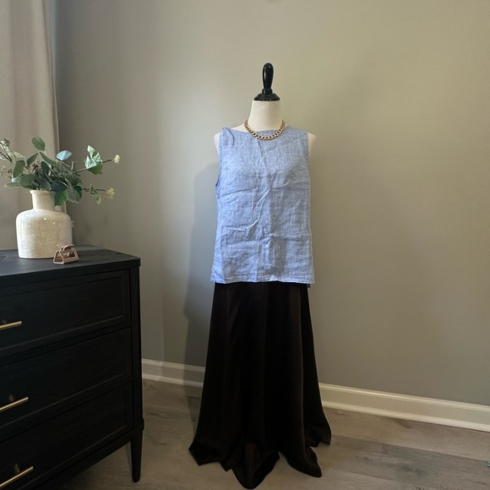Tinley linen Blue Sleeveless Top